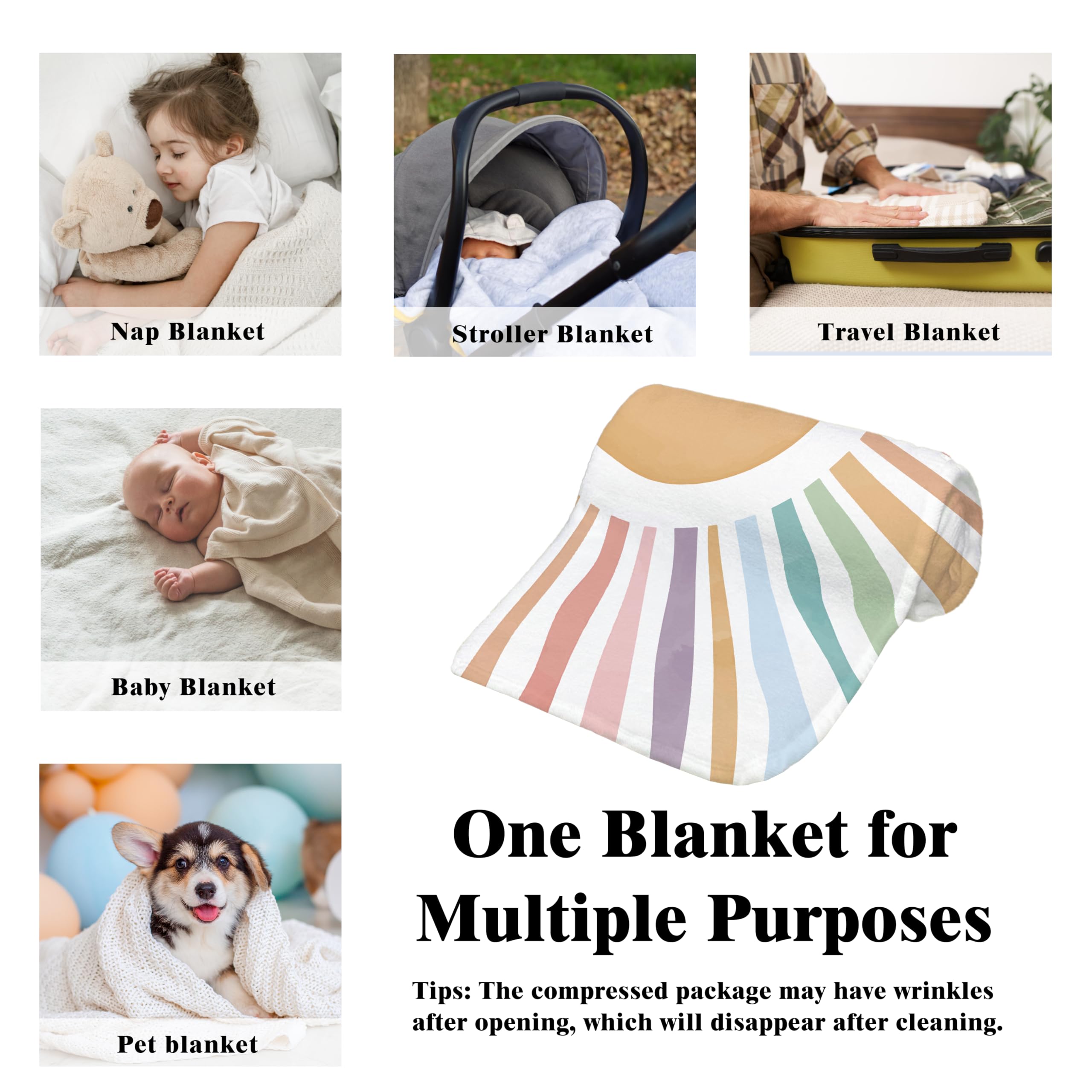 VRW Boho Abstract Sun Kids Blanket adding warmth and charm to bedtime routines.