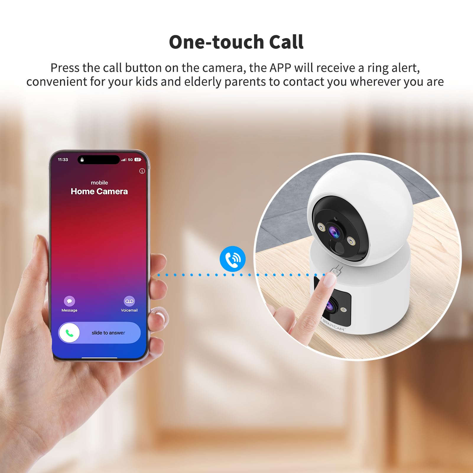 VSTARCAM 1296P resolution captures crisp details for clear indoor monitoring.