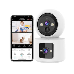 VSTARCAM dual-lens camera dual view allows simultaneous monitoring of two zones.