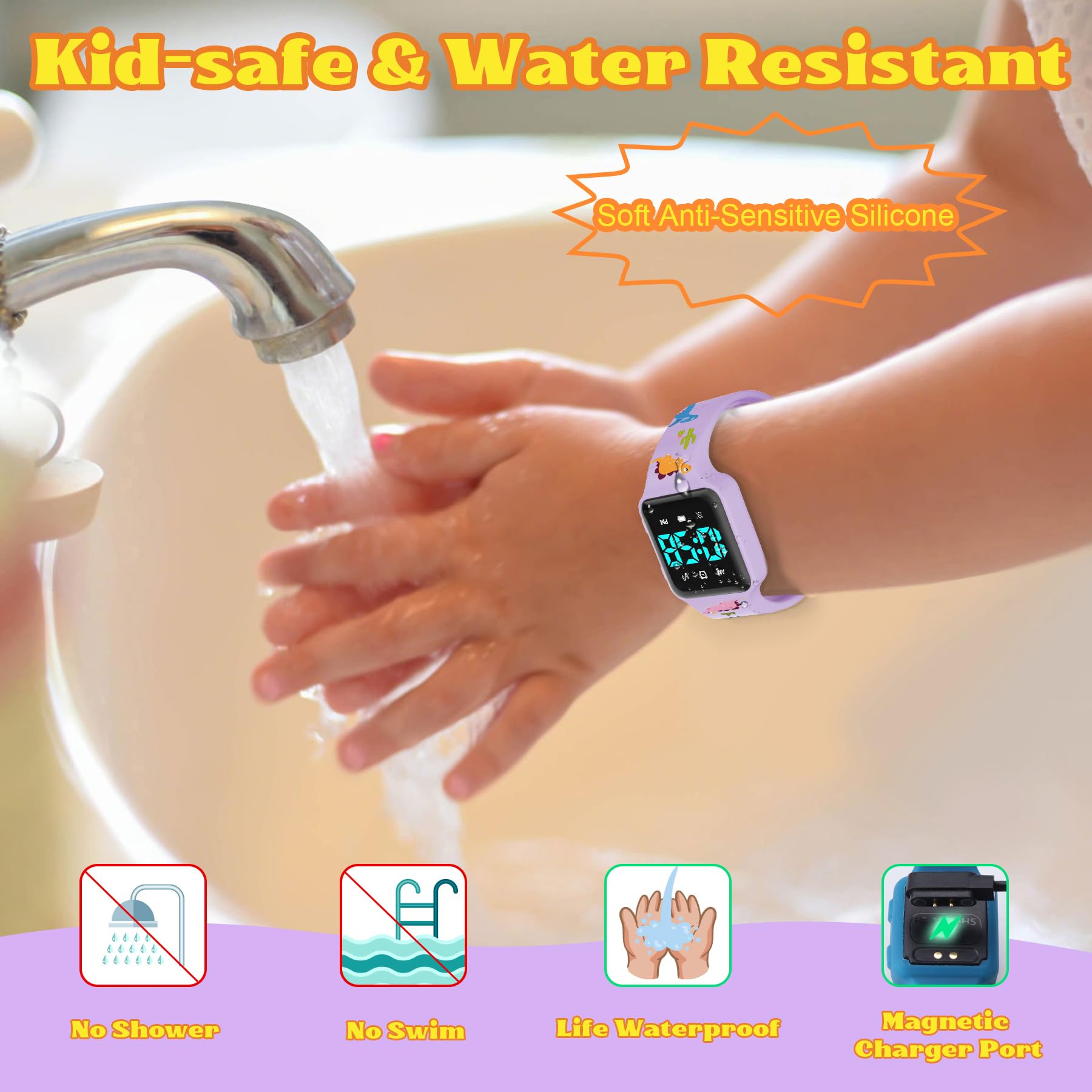 VTAIGE potty-watch-waterproof-design demonstrates durability for everyday use.