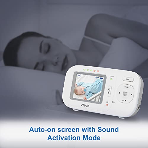 VTech VM320 portable parent unit for room-to-room viewing.
