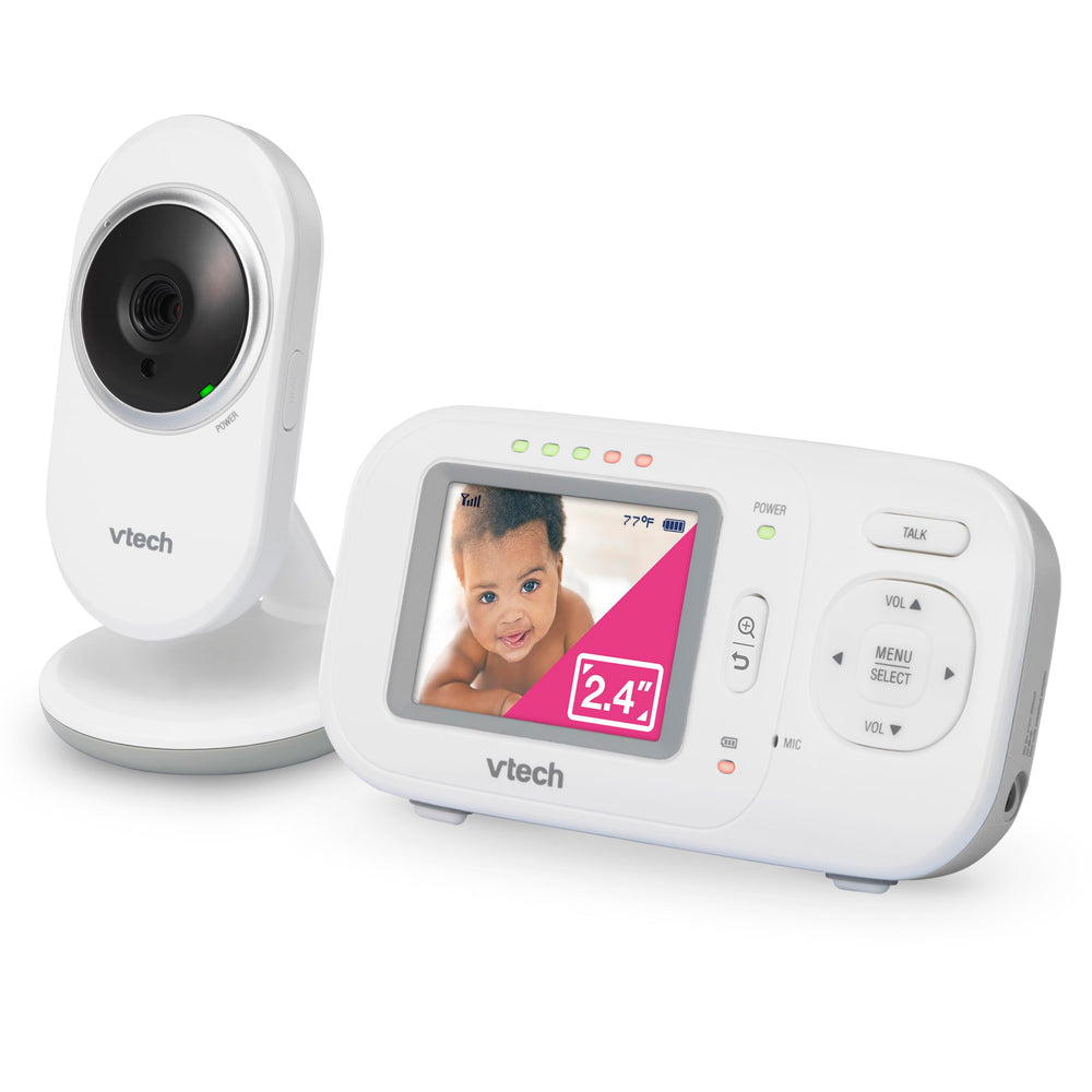 VTech VM320 monitor front view with clear 2.4-inch display for easy baby surveillance.