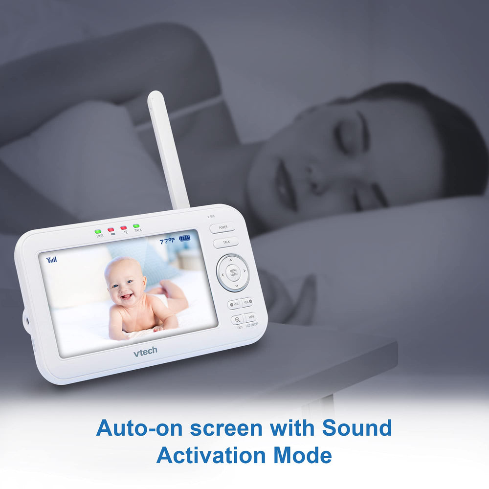 VTech VM5463-2 calming melodies support infant relaxation.