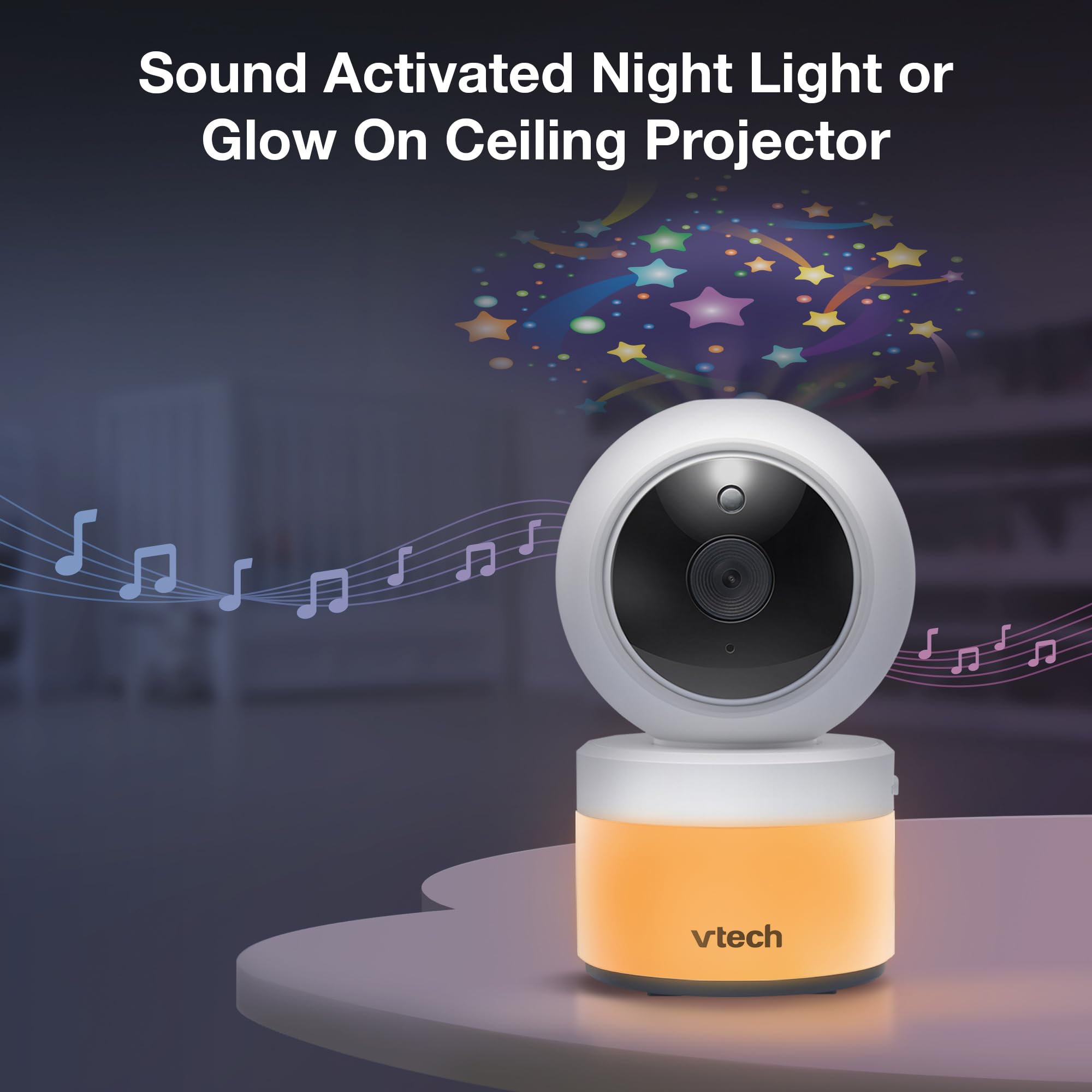 VTech VM5463-2 glow ceiling projection lights up starry scenes for soothing.