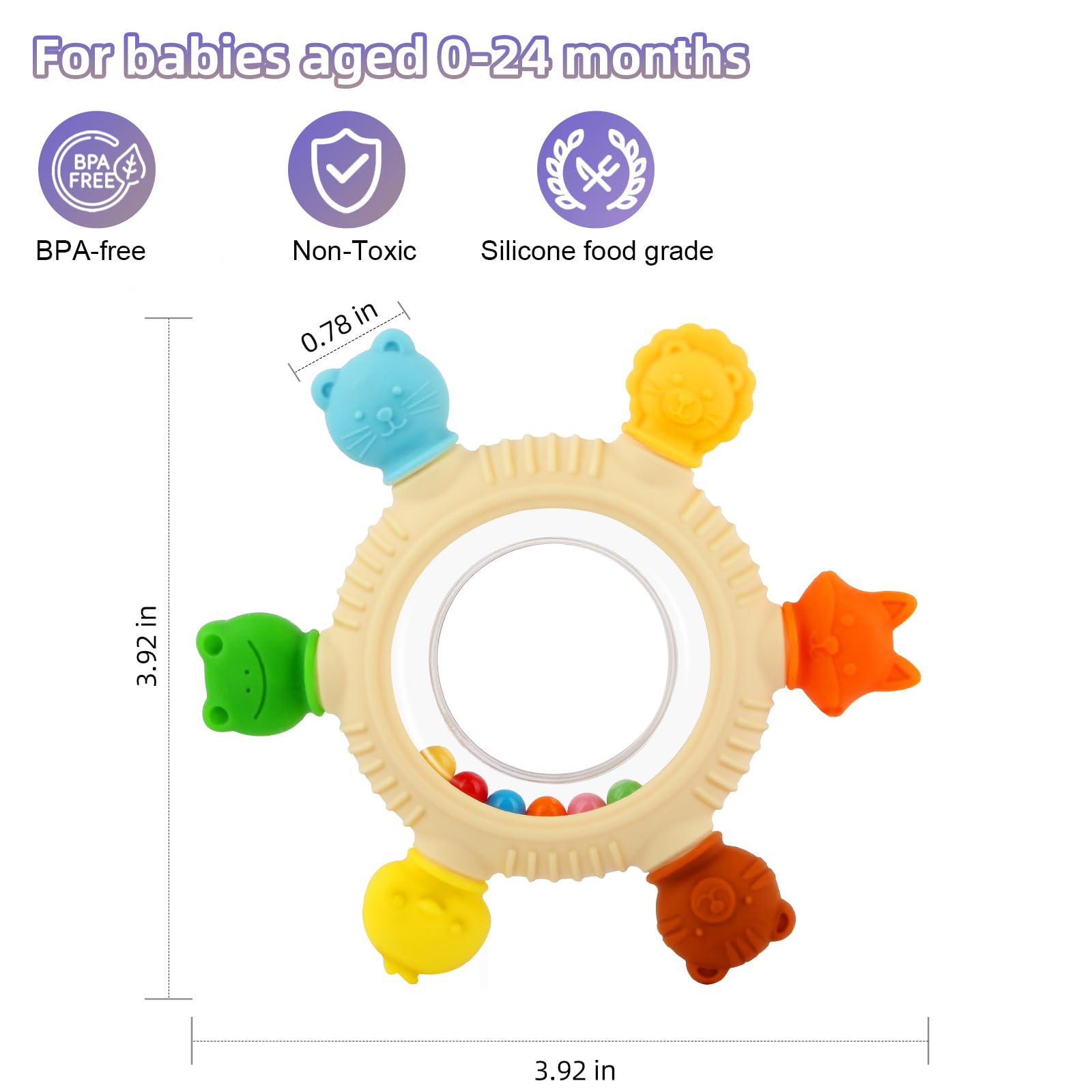 VTECHOLOGY brown bear teether with easy grip for tiny hands