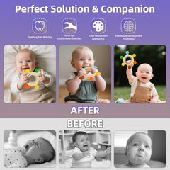 VTECHOLOGY green frog teether with varied textures for tactile exploration