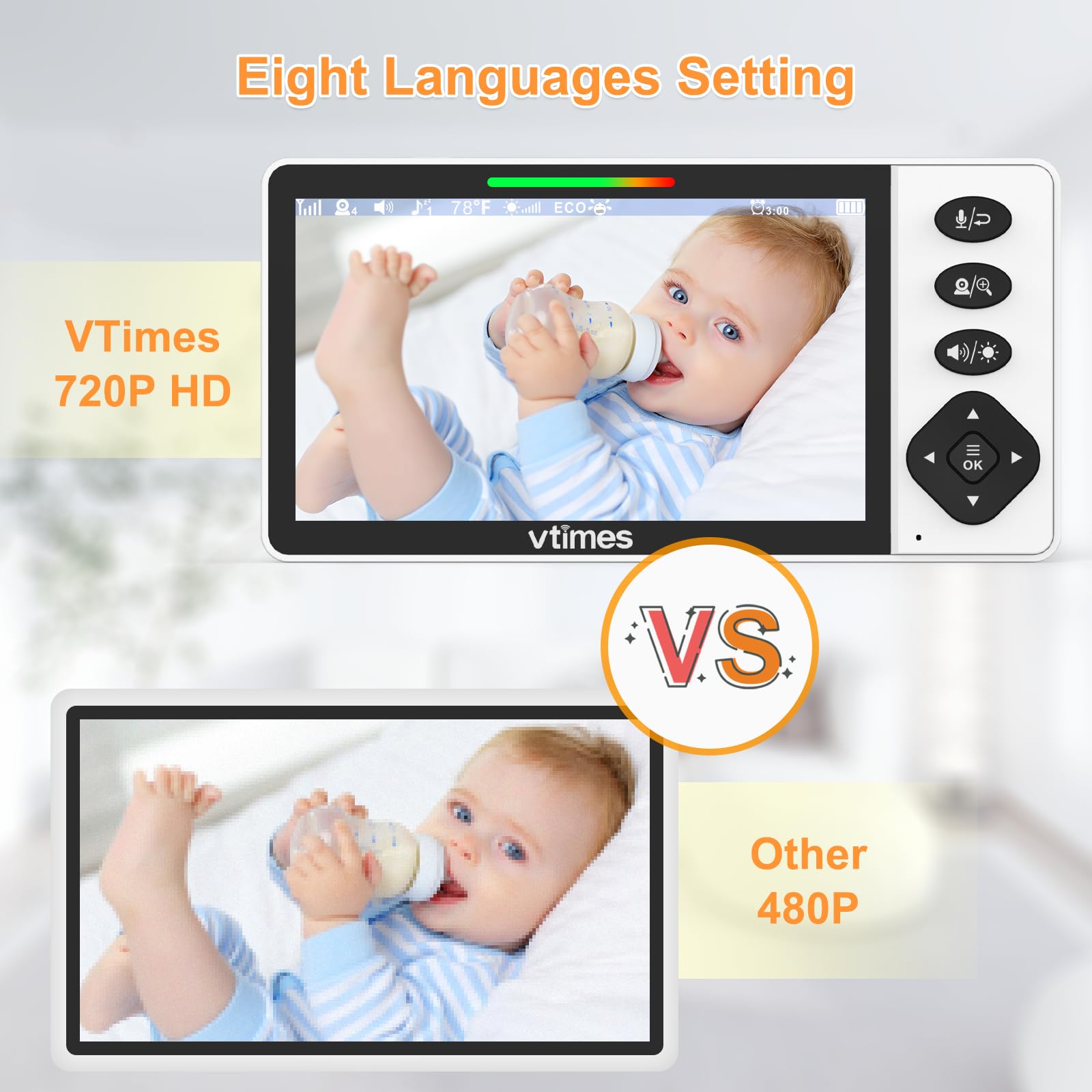 VTimes night light with eight colors comforts baby gently