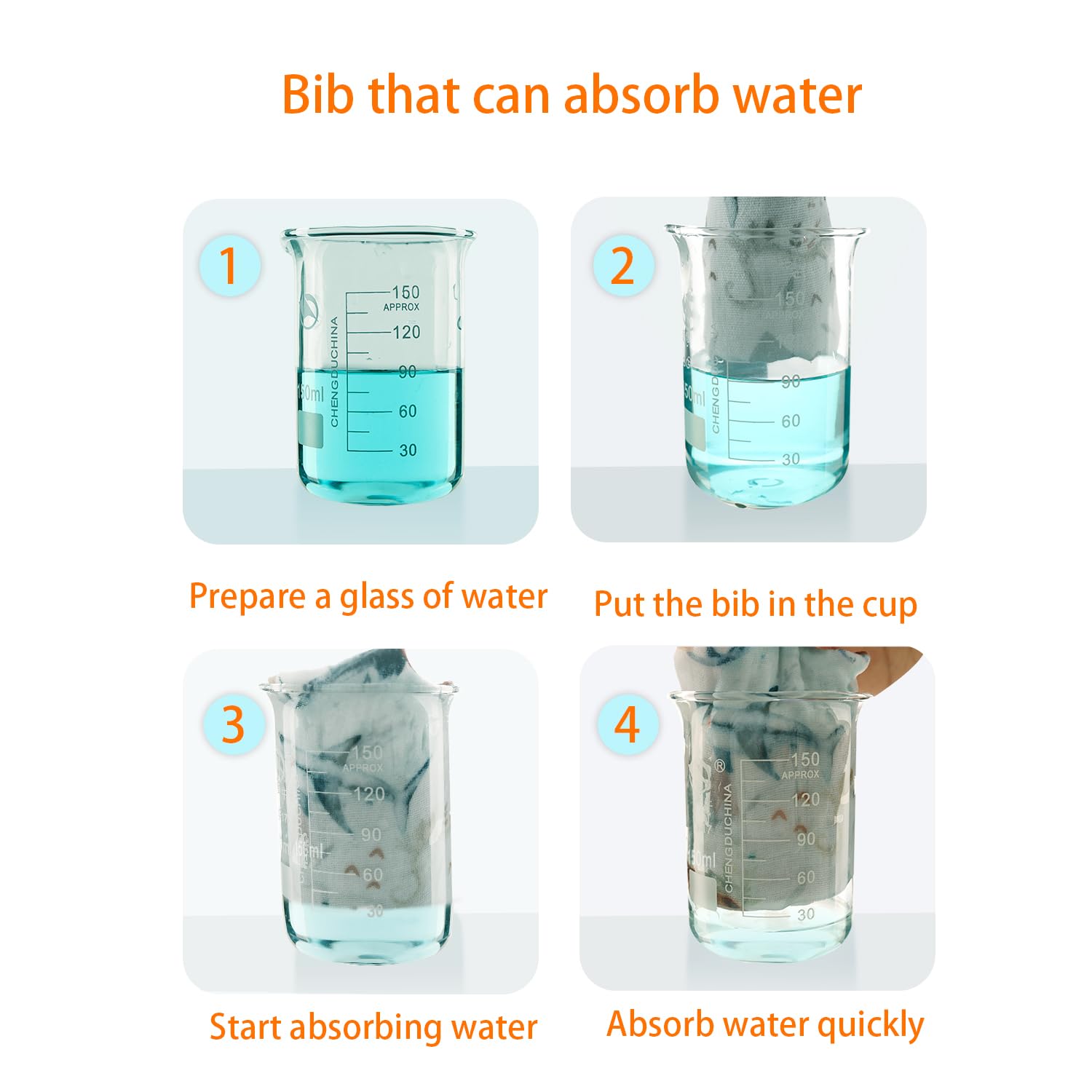 Vuminbox machine-washable, durable bibs stay soft after washing.