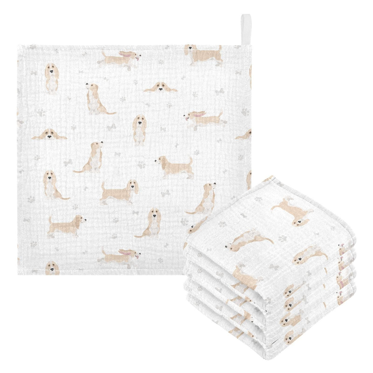 vvfelixl baby cotton washcloth with Basset Hound print for delicate newborn skin