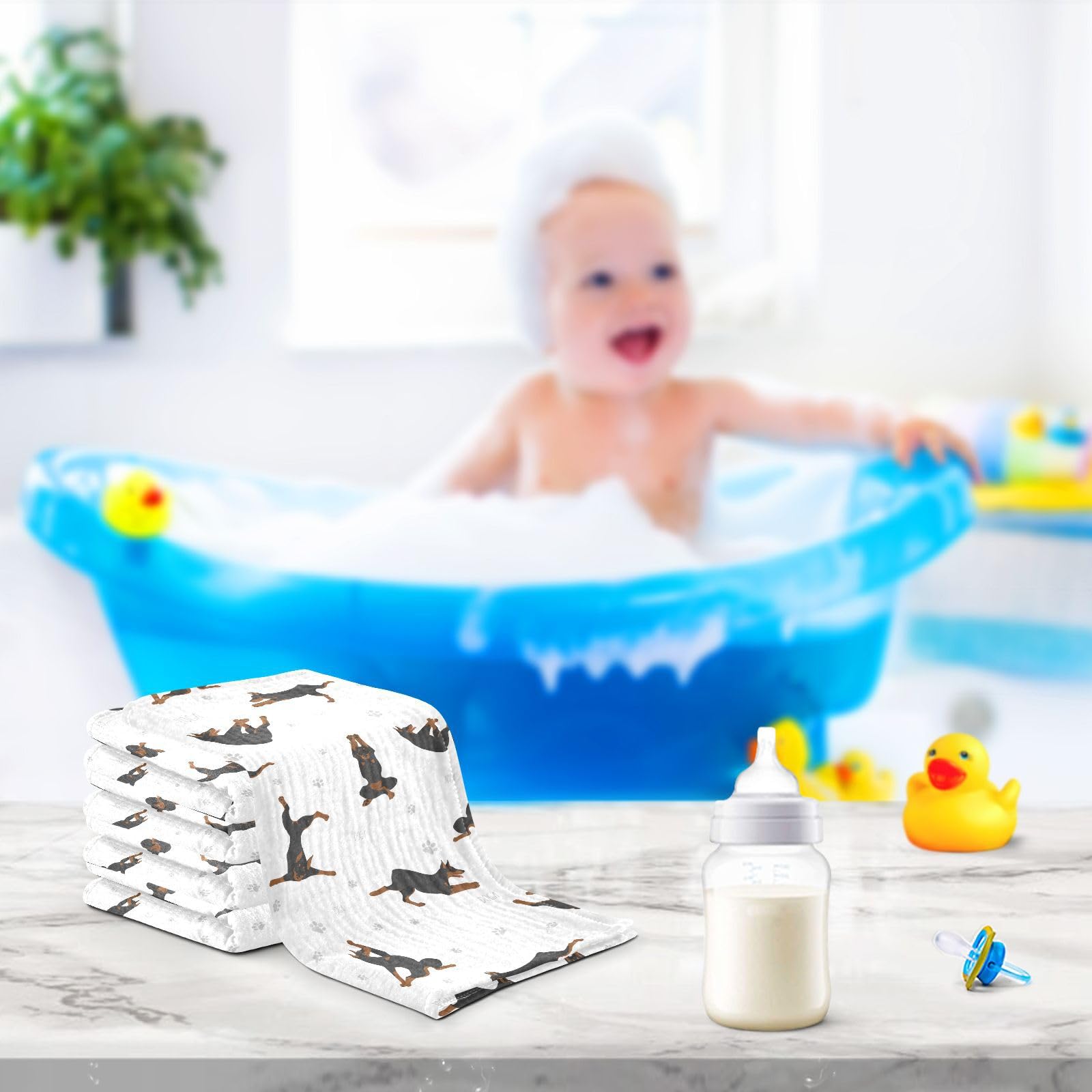 Set of five vvfelixl washcloths delivers consistent softness for multiple uses.