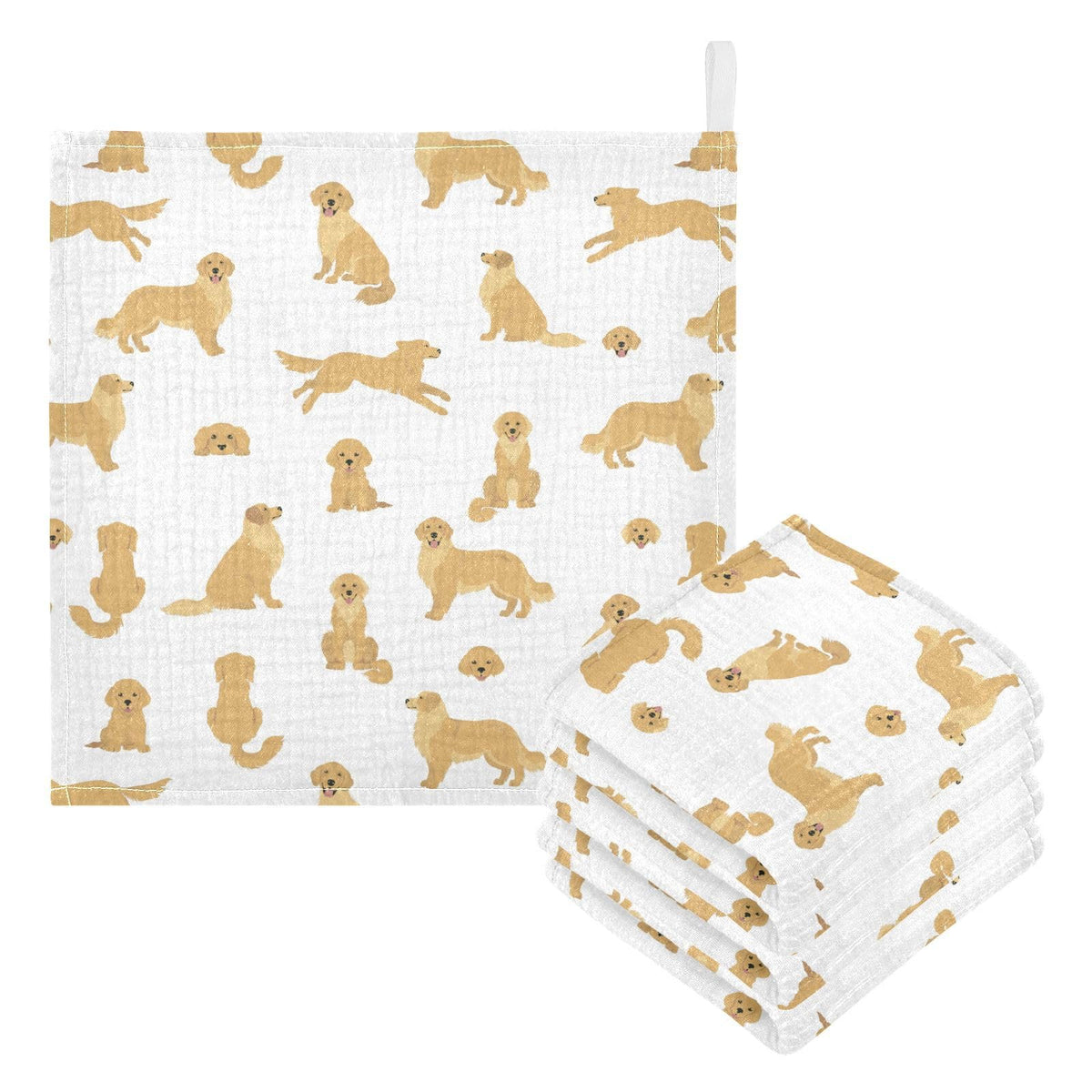 vvfelixl baby cotton washcloth with Golden Retriever face for gentle newborn care