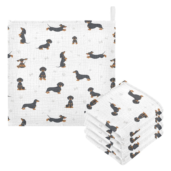 vvfelixl baby cotton washcloth with dachshund print for gentle bath time