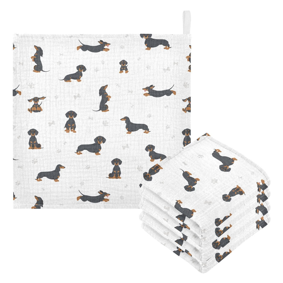 vvfelixl baby cotton washcloth with dachshund print for gentle bath time