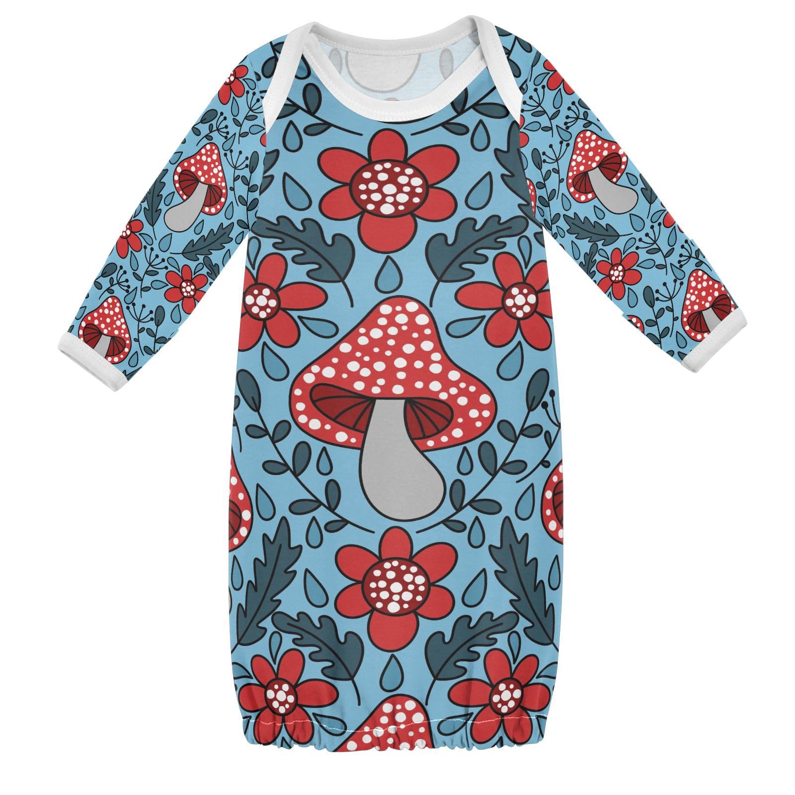 vvfelixl baby sleeper gown mushrooms flowers water drops soft cotton for gentle skin