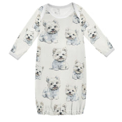 vvfelixl baby sleeper gown with West Highland Terrier design, front view showing cute print