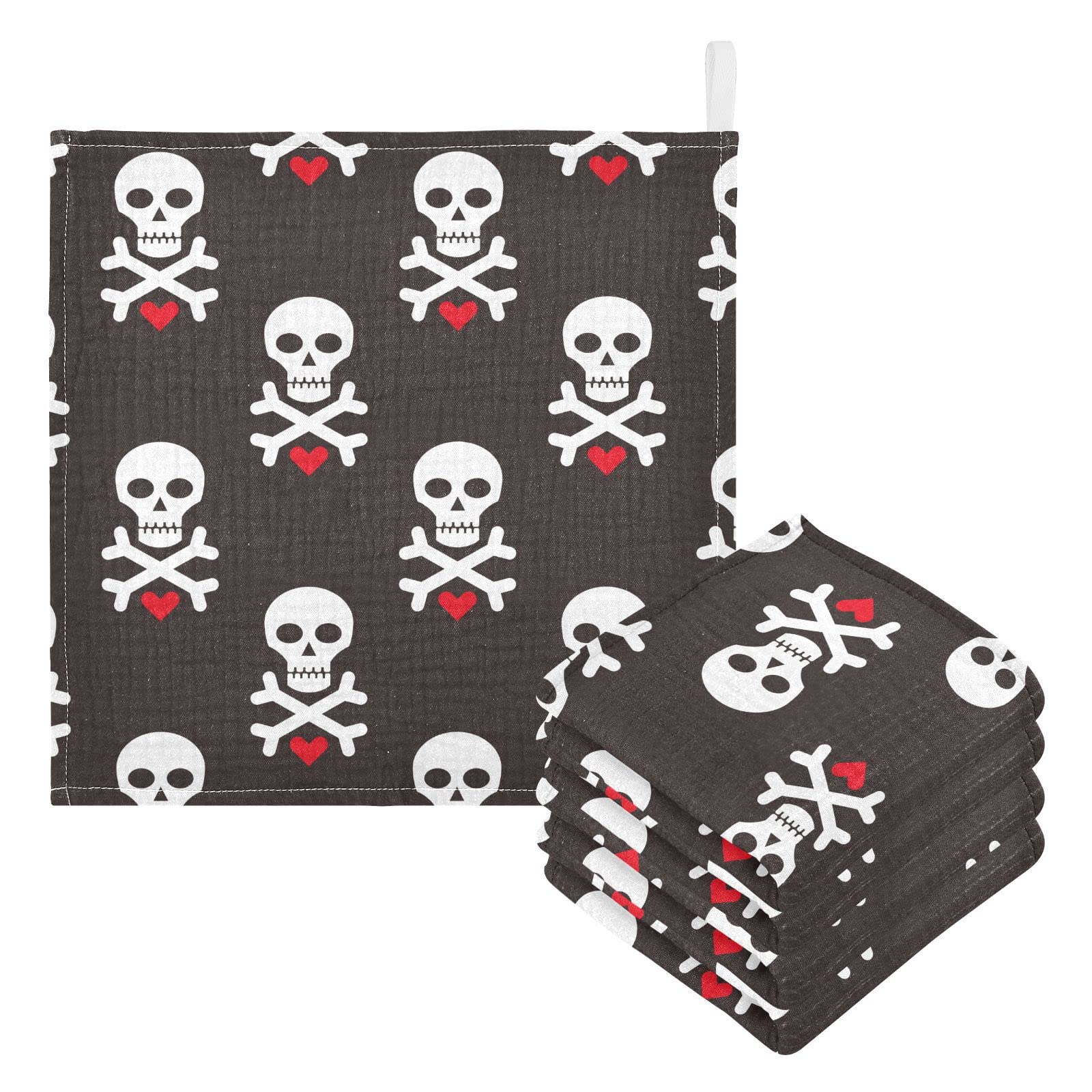 vvfelixl baby washcloth with skull red heart pattern for gentle newborn cleanup