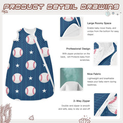 vvfelixl baseball sleep sack bottom diaper-zip speeds diaper changes