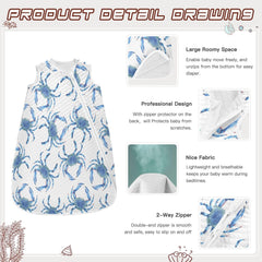 vvfelixl Blue Crabs Sleep Sack zipper detail aids easy dressing and changes