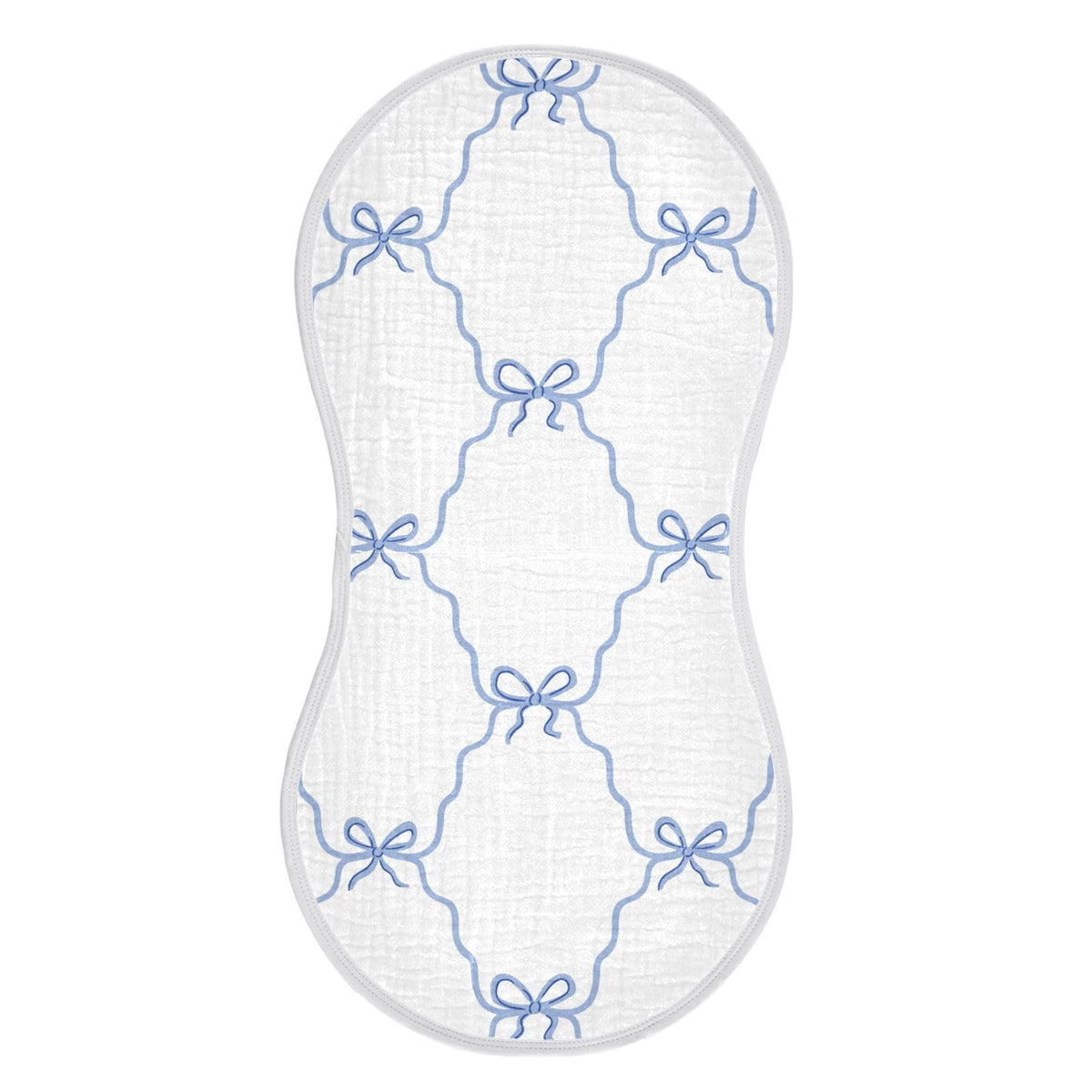 vvfelixl blue ribbon bow burp cloth front view provides secure shoulder coverage for newborns