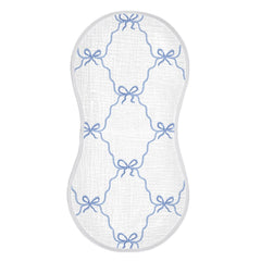 vvfelixl blue ribbon bow burp cloth front view provides secure shoulder coverage for newborns