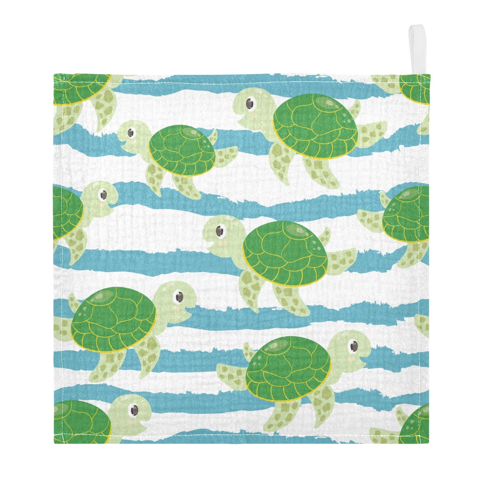 vvfelixl burp cloth with green turtle pattern, soft and absorbent for daily baby care