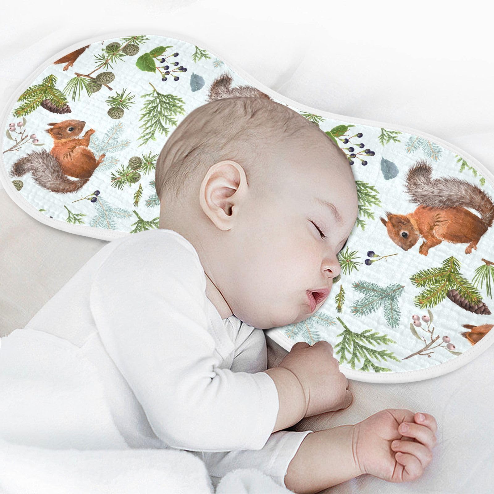vvfelixl forest squirrels blue burp cloth used as breastfeeding cover mat