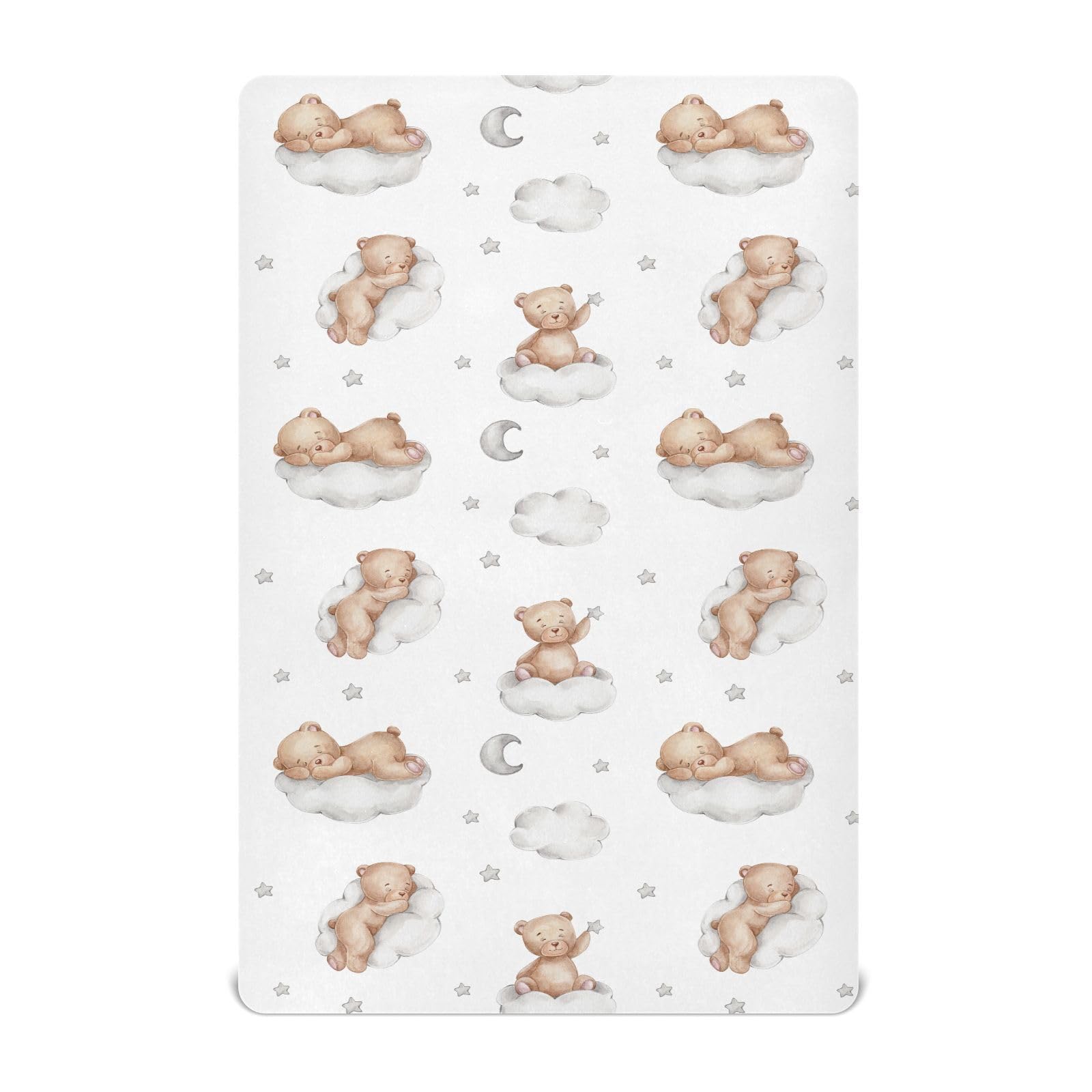 vvfelixl crib sheet with bears pattern offers soft, breathable comfort for nap time.