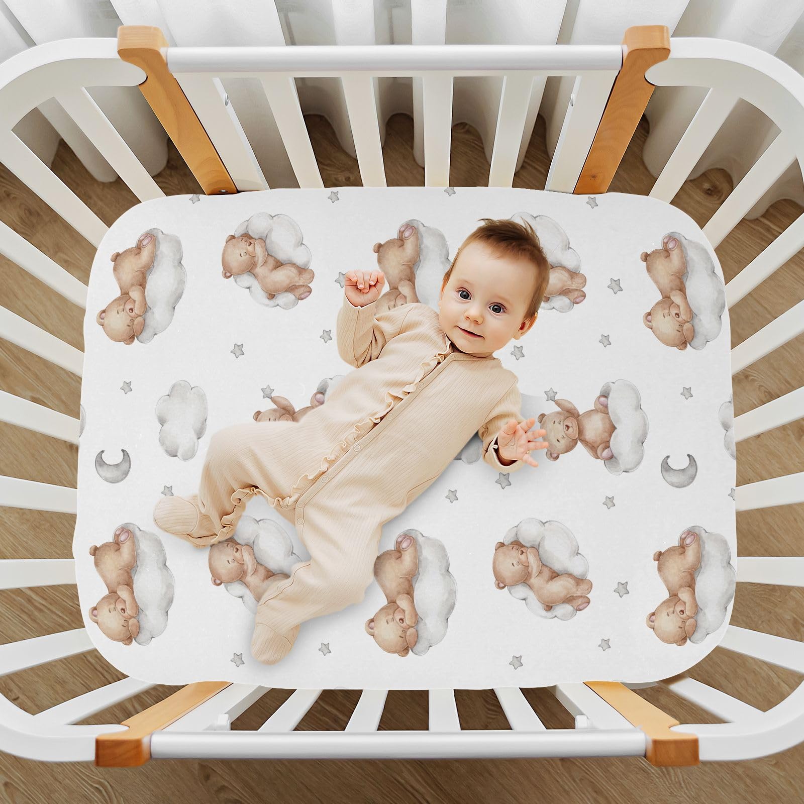 vvfelixl crib sheet machine washable for easy cleaning and care.