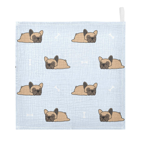vvfelixl cute French bulldog sleeping baby burp cloth on changing table, soft and absorbent.