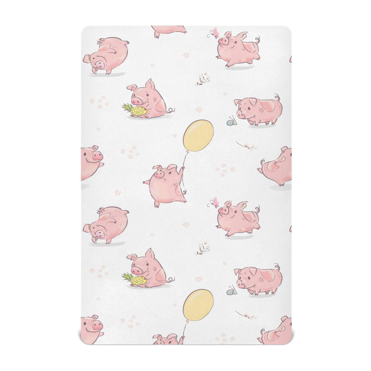 vvfelixl dance pink pig crib sheet close-up shows soft, breathable fabric.