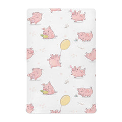 vvfelixl dance pink pig crib sheet close-up shows soft, breathable fabric.