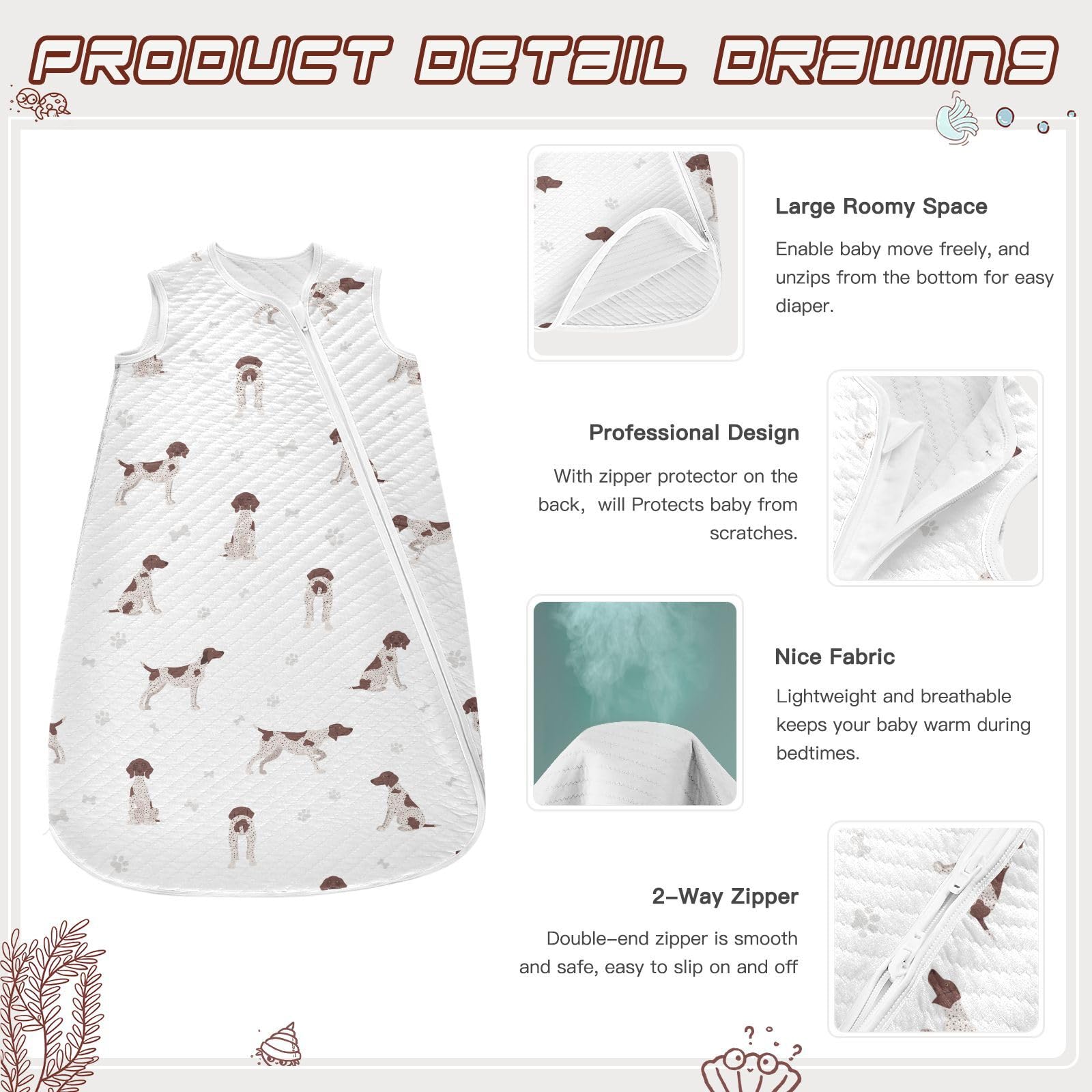vvfelixl sleep sack bottom zipper enables quick diaper changes.