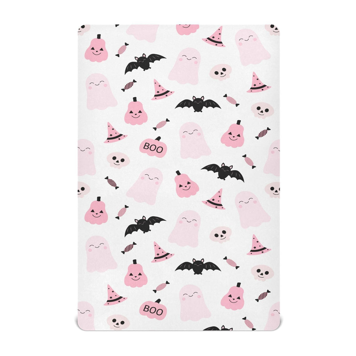 vvfelixl Halloween pink ghosts pumpkin crib sheet offers soft comfort for naps