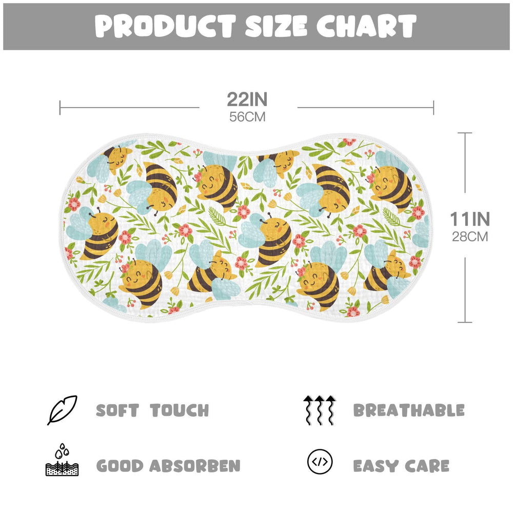 vvfelixl Bumble Bee pattern burp cloth offers gentle drool protection