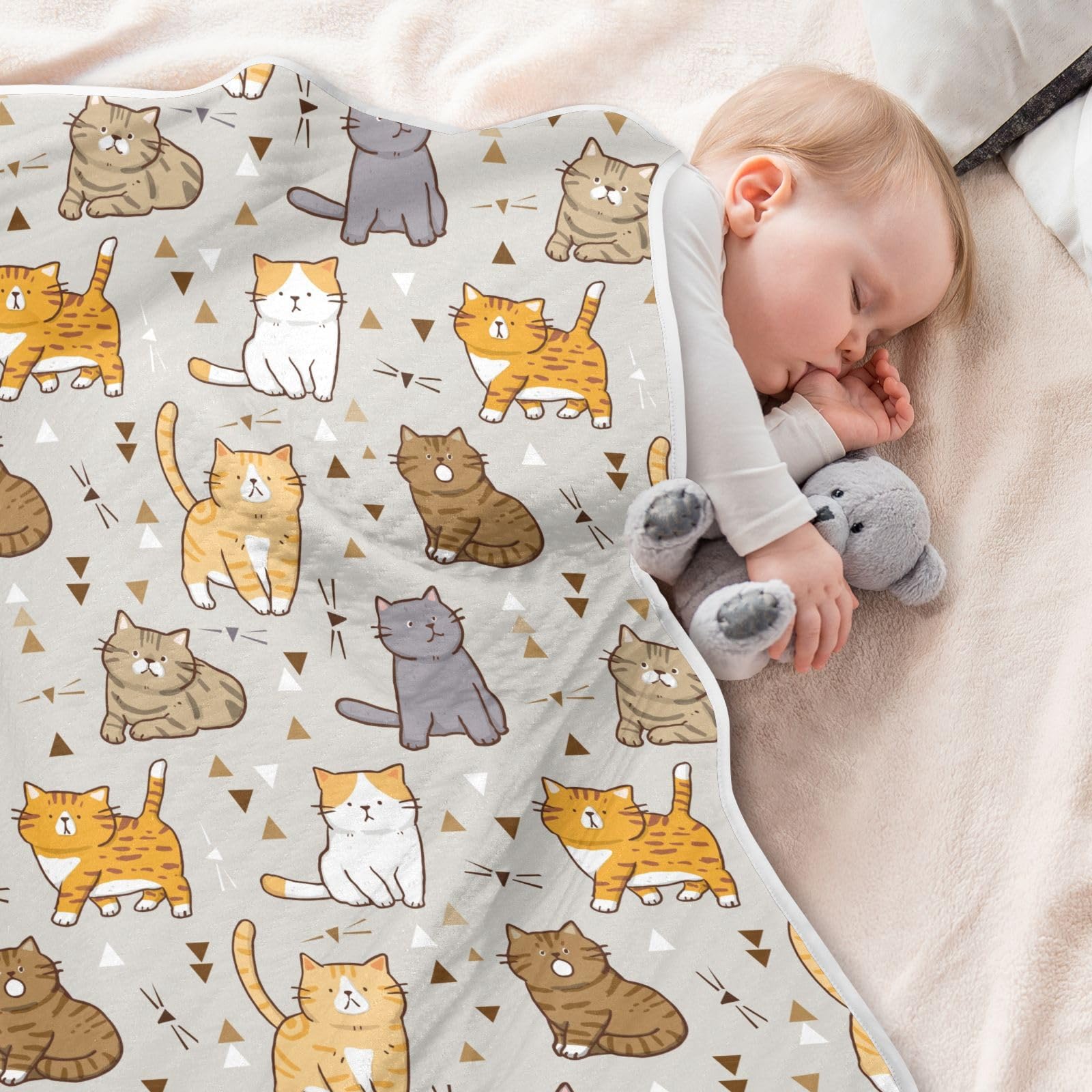 Vvfelixl nursery blanket with cartoon cat design for cozy crib.
