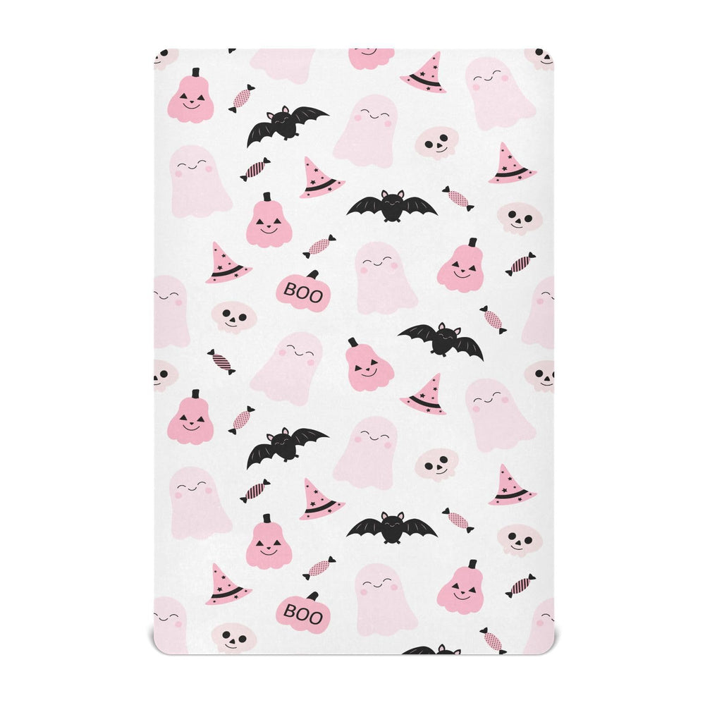 vvfelixl pink ghosts pumpkin crib sheet with elastic edge for snug fit