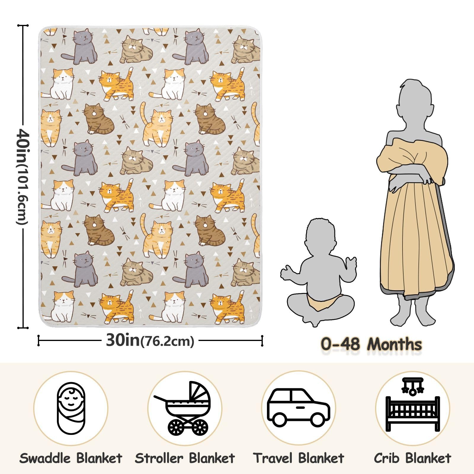 Vvfelixl receiving blanket 30x40, versatile for nursery and car seat.