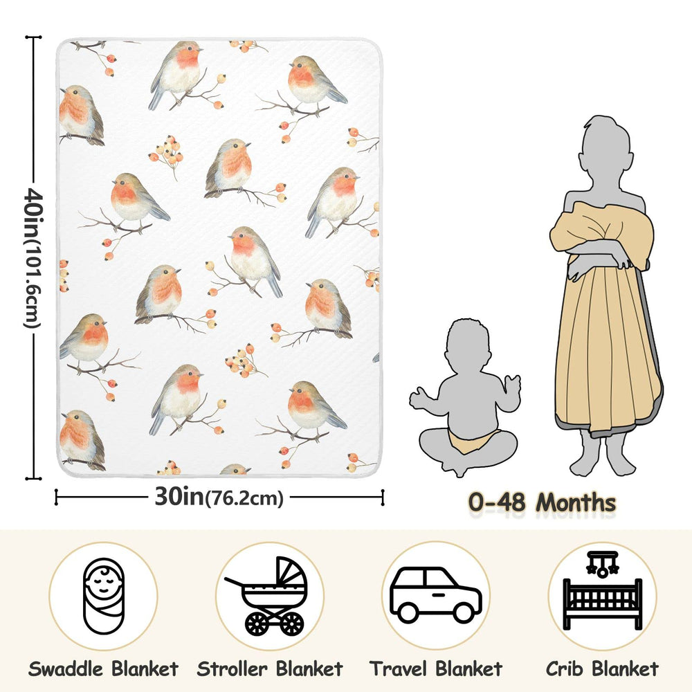 vvfelixl robin birds nursery-blanket: soft, breathable layer for peaceful nursery time.