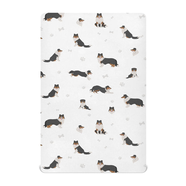 vvfelixl Rough Collie mini crib sheet fabric closeup—soft, breathable surface for baby sleep