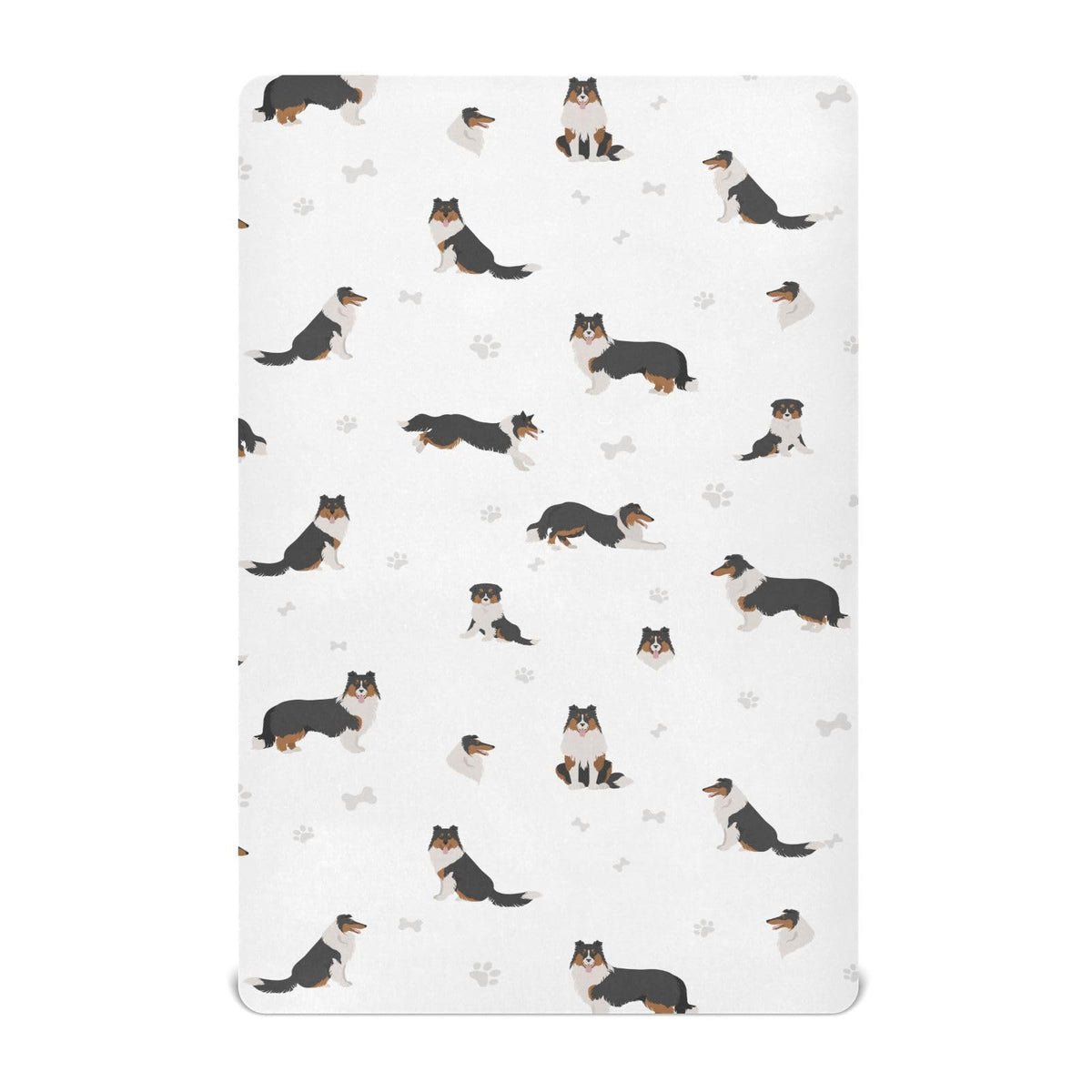 vvfelixl Rough Collie mini crib sheet fabric closeup—soft, breathable surface for baby sleep