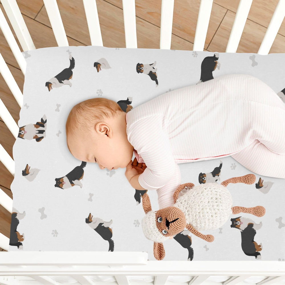 vvfelixl Rough Collie travel-ready crib sheet—great for trips