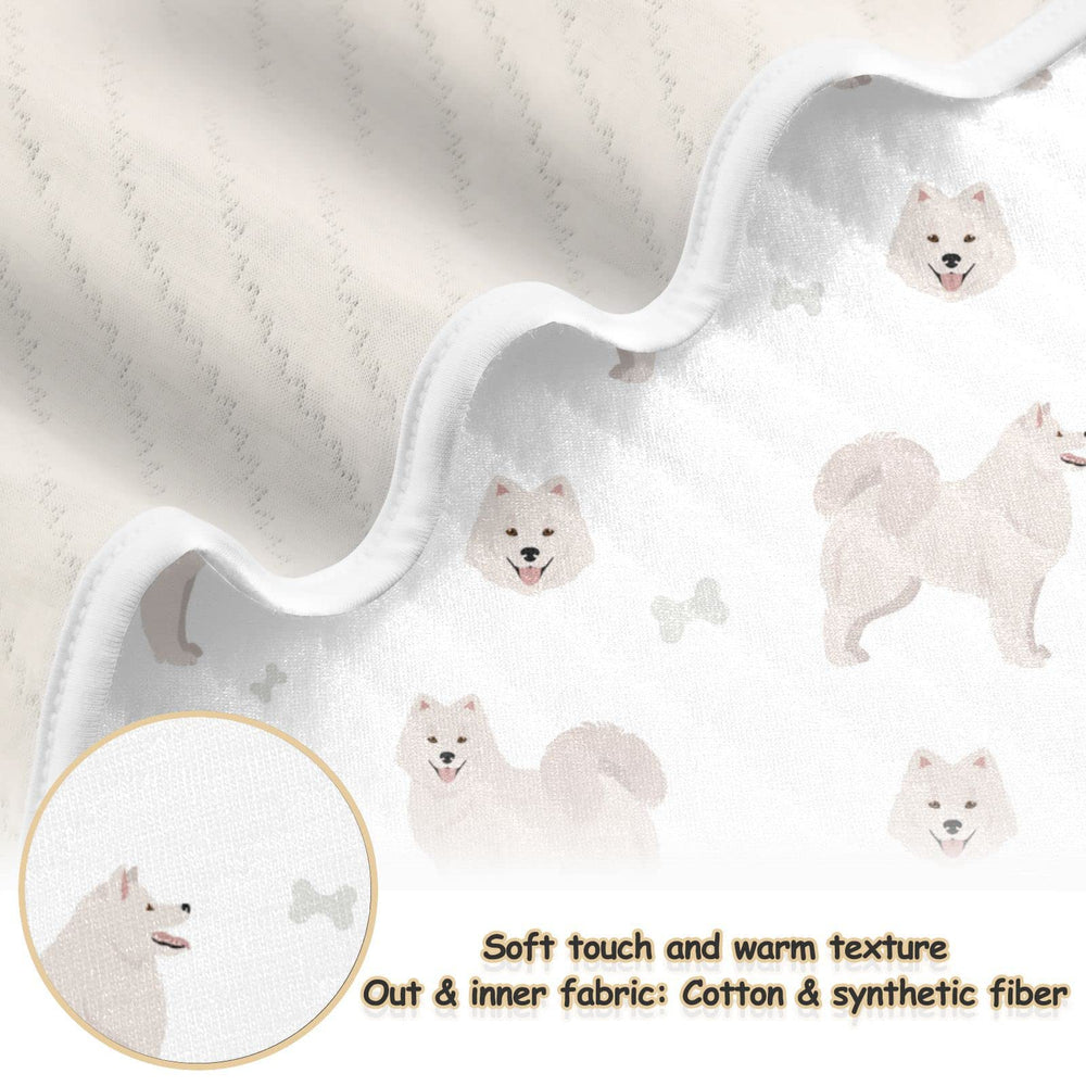 vvfelixl Samoyed dog swaddle blanket used in stroller for on-the-go comfort.
