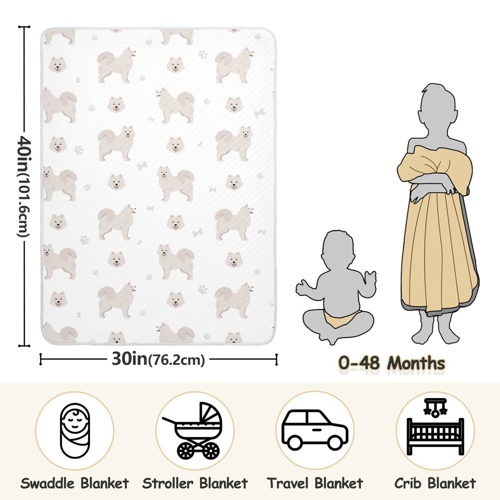 vvfelixl Samoyed dog swaddle blanket close-up of soft, breathable fabric.