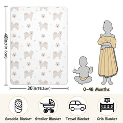 vvfelixl Samoyed dog swaddle blanket close-up of soft, breathable fabric.