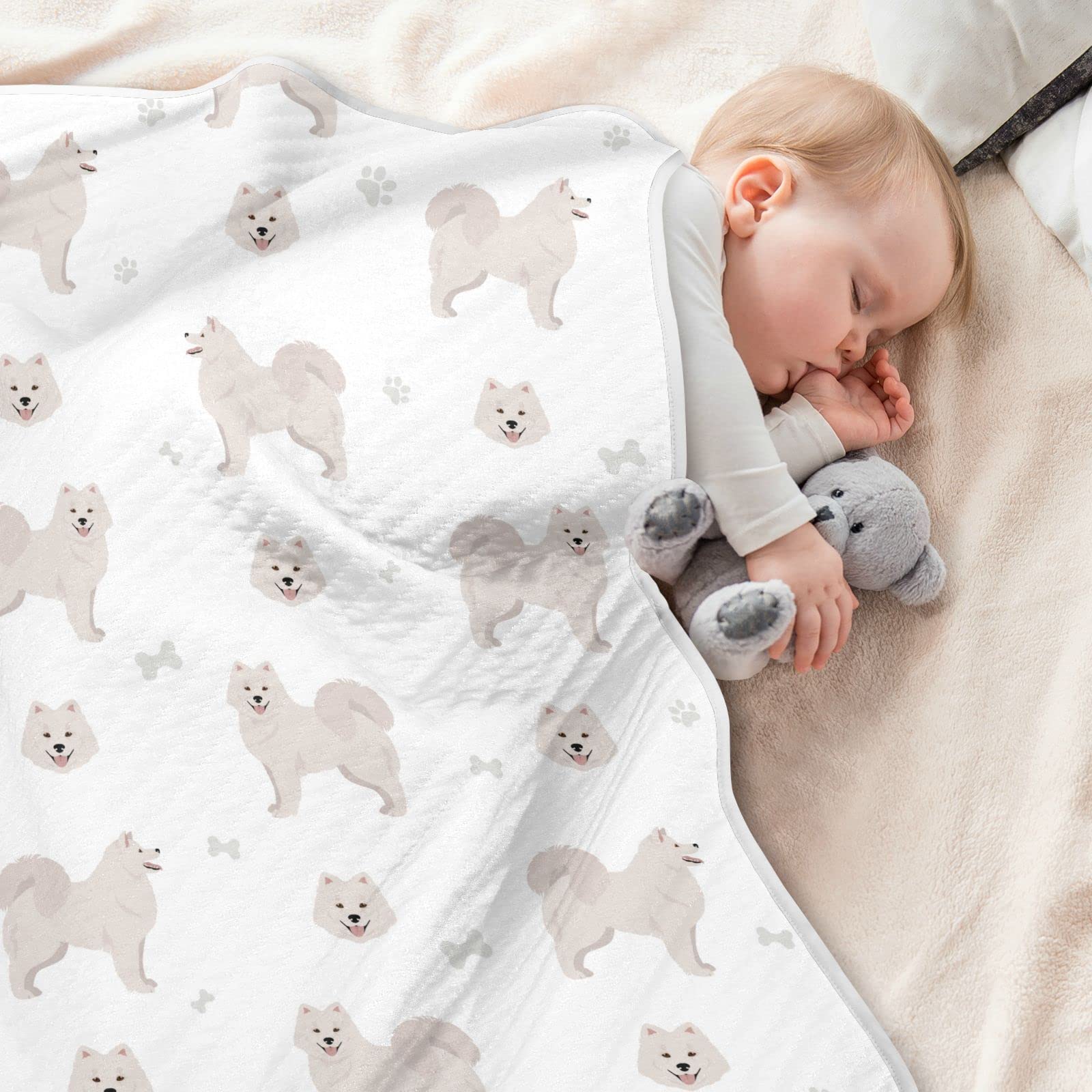 vvfelixl Samoyed dog swaddle blanket with color options for baby bedding.