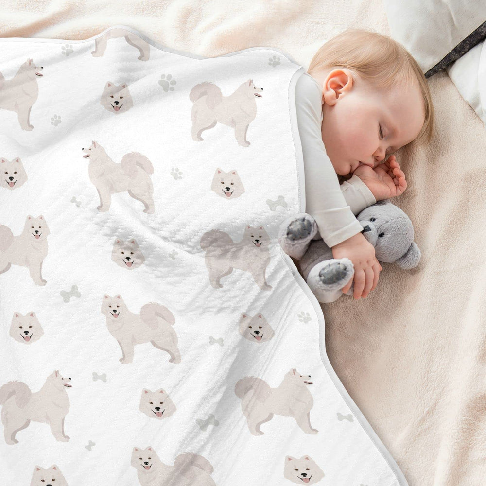 vvfelixl Samoyed dog swaddle blanket with color options for baby bedding.