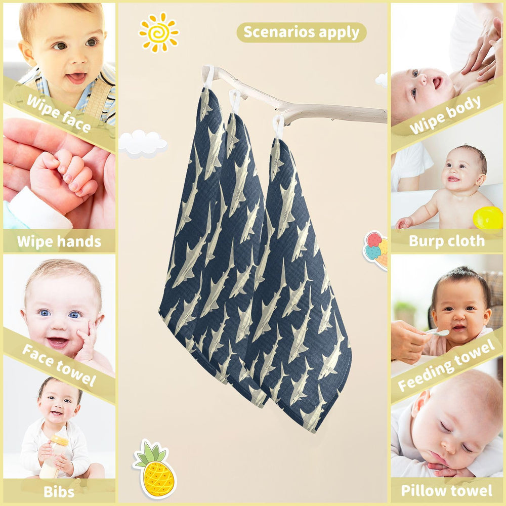 vvfelixl Sharks in Ocean multi-use cloth ideal for wipes and towels.