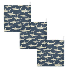 vvfelixl Sharks in Ocean muslin washcloths, breathable cotton for gentle baby care.