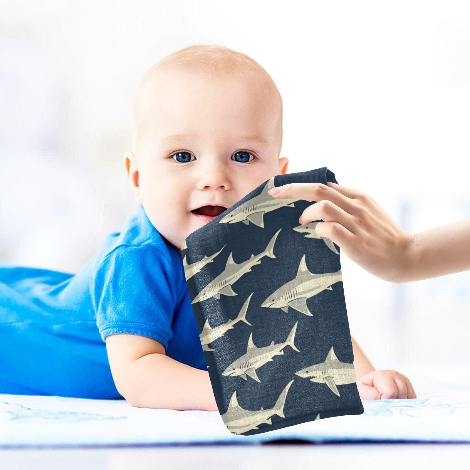 vvfelixl Sharks in Ocean easy-care wash and quick-dry fabric.