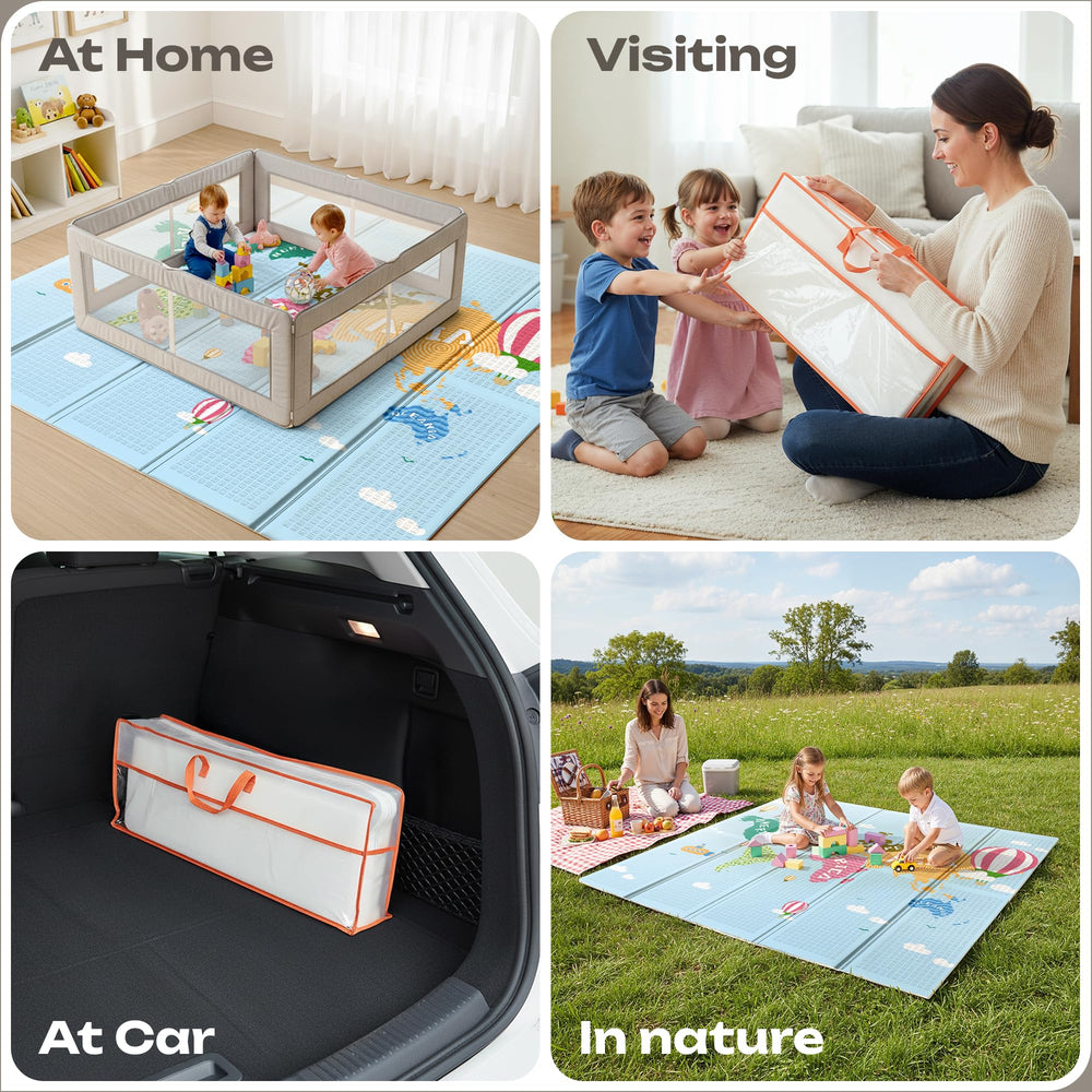 V VIKWORLD 79x71 inch mat offering a spacious play area for babies
